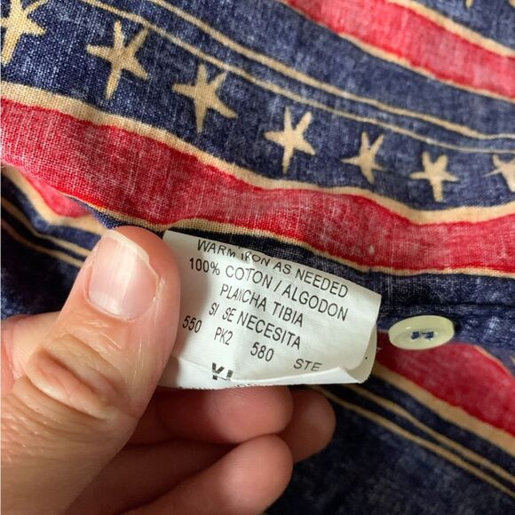 VTG Retro Duck Head Stars Stripes USA Western Funky Button Down Shirt Size XL - Picture 8 of 10